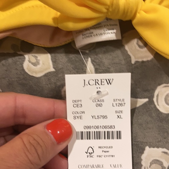 NWT yellow scalloped J. Crew bikini top - Picture 2 of 3